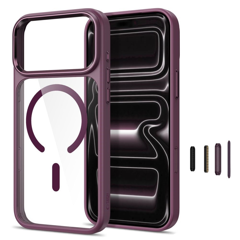 iPhone 18 Pro Max / 17 Pro Max Tech-Protect MagMat Deksel - MagSafe Kompatibel - Gjennomsiktig / Rød
