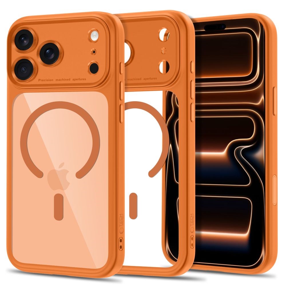 iPhone 18 Pro Max / 17 Pro Max Tech-Protect MagPeak Deksel - MagSafe Kompatibel - Oransje / Gjennomsiktig