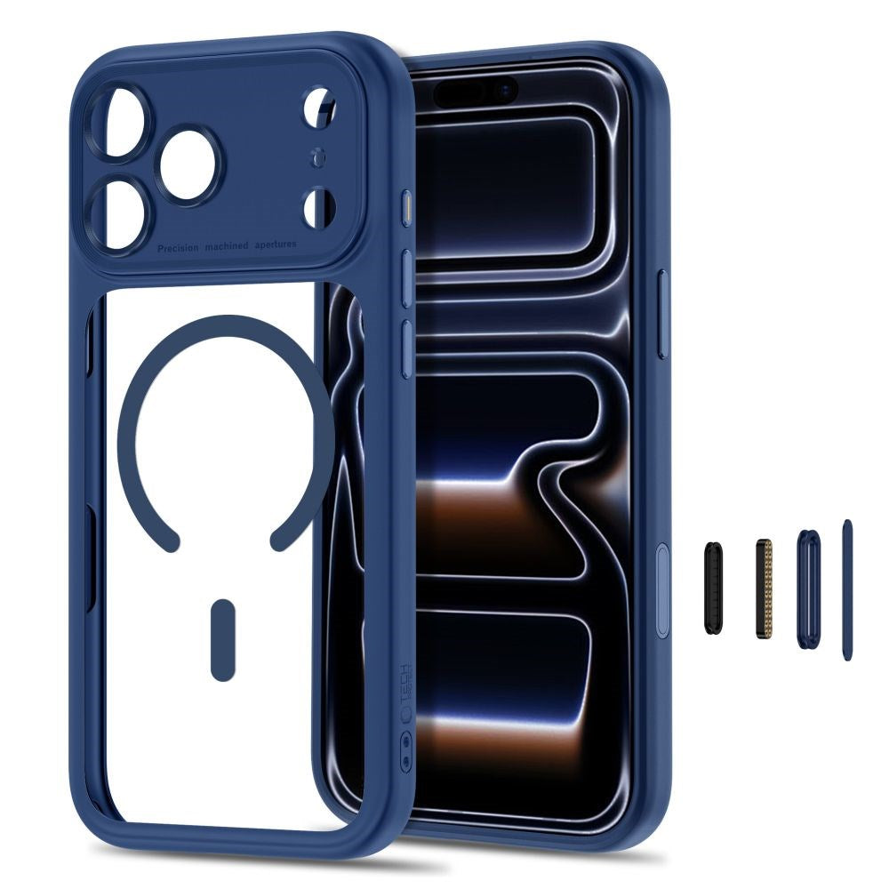 iPhone 18 Pro Max / 17 Pro Max Tech-Protect MagPeak Deksel - MagSafe Kompatibel - Mørkeblå / Gjennomsiktig