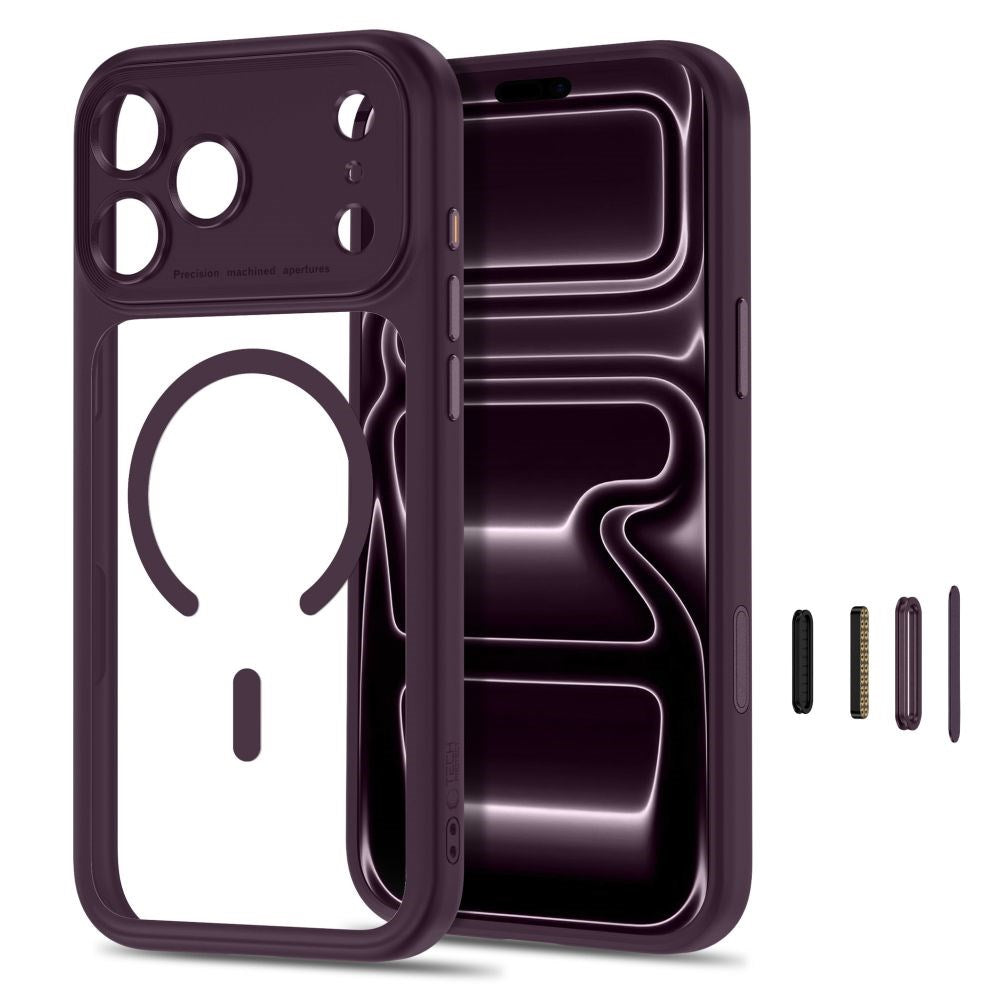 iPhone 18 Pro / 17 Pro Tech-Protect MagPeak Deksel - MagSafe Kompatibel - Rød / Gjennomsiktig