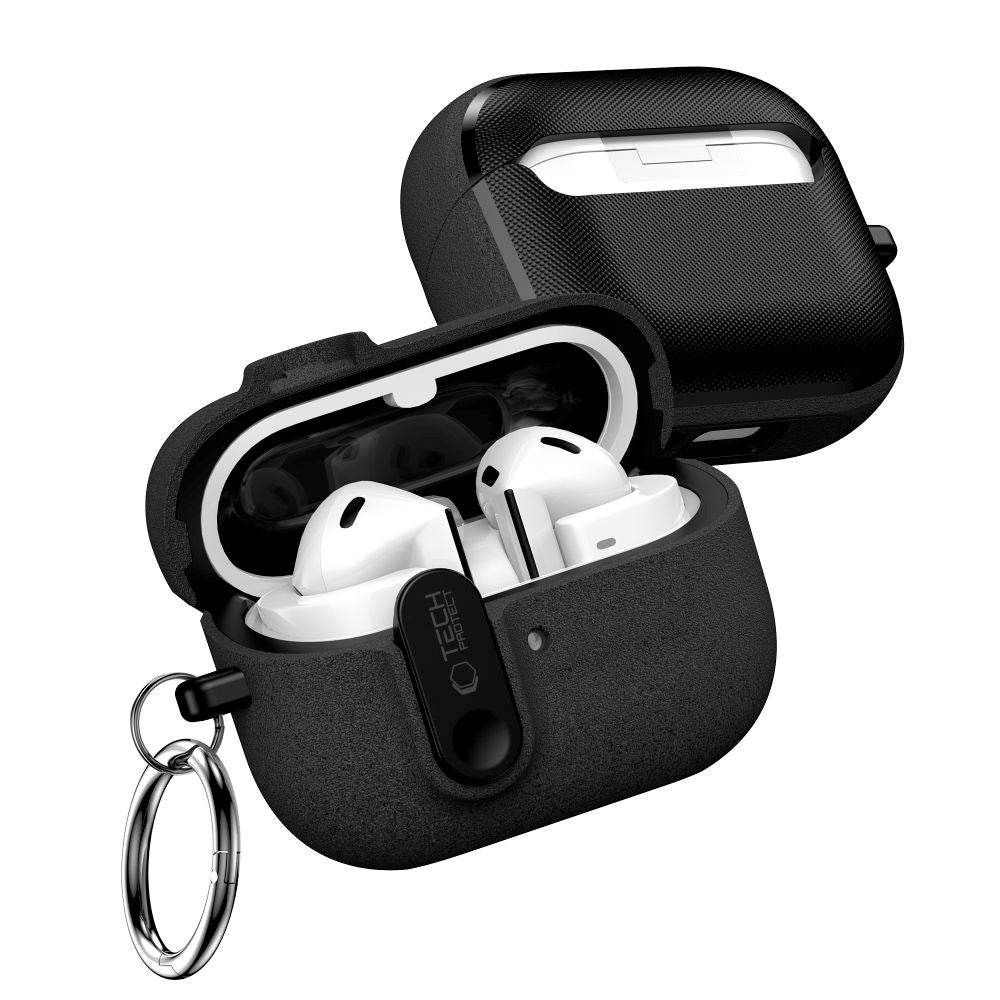 Samsung Galaxy Buds 3 / 3 Pro / 3 FE Tech-Protect Slim Hook Deksel m. Karabinkrok – Svart