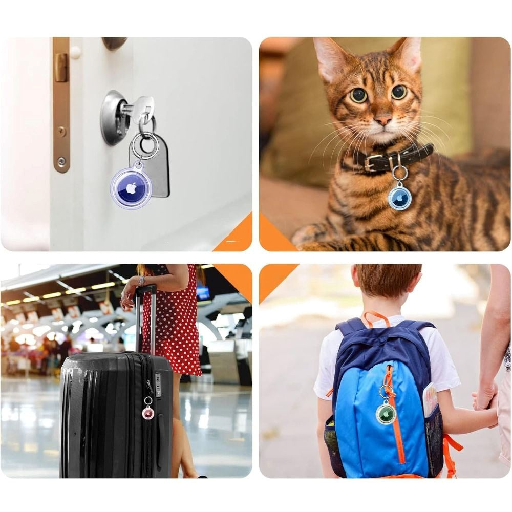 Tech-Protect AirTag Icon Deksel med Karabinkrok - 4 stk. - Gjennomsiktig