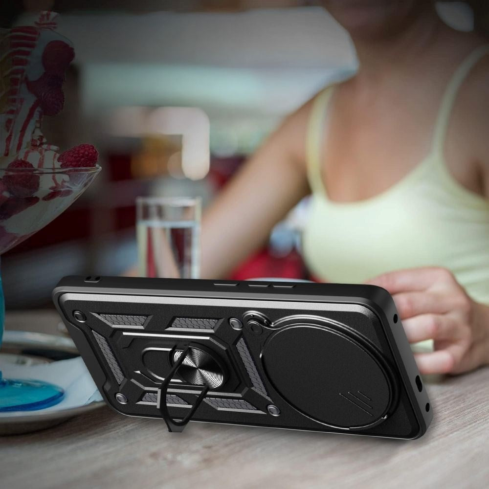 Xiaomi Redmi Note 14 Pro (5G) Tech-Protect Camshield Deksel med Magnetisk Ring og Stativfunksjon - Svart