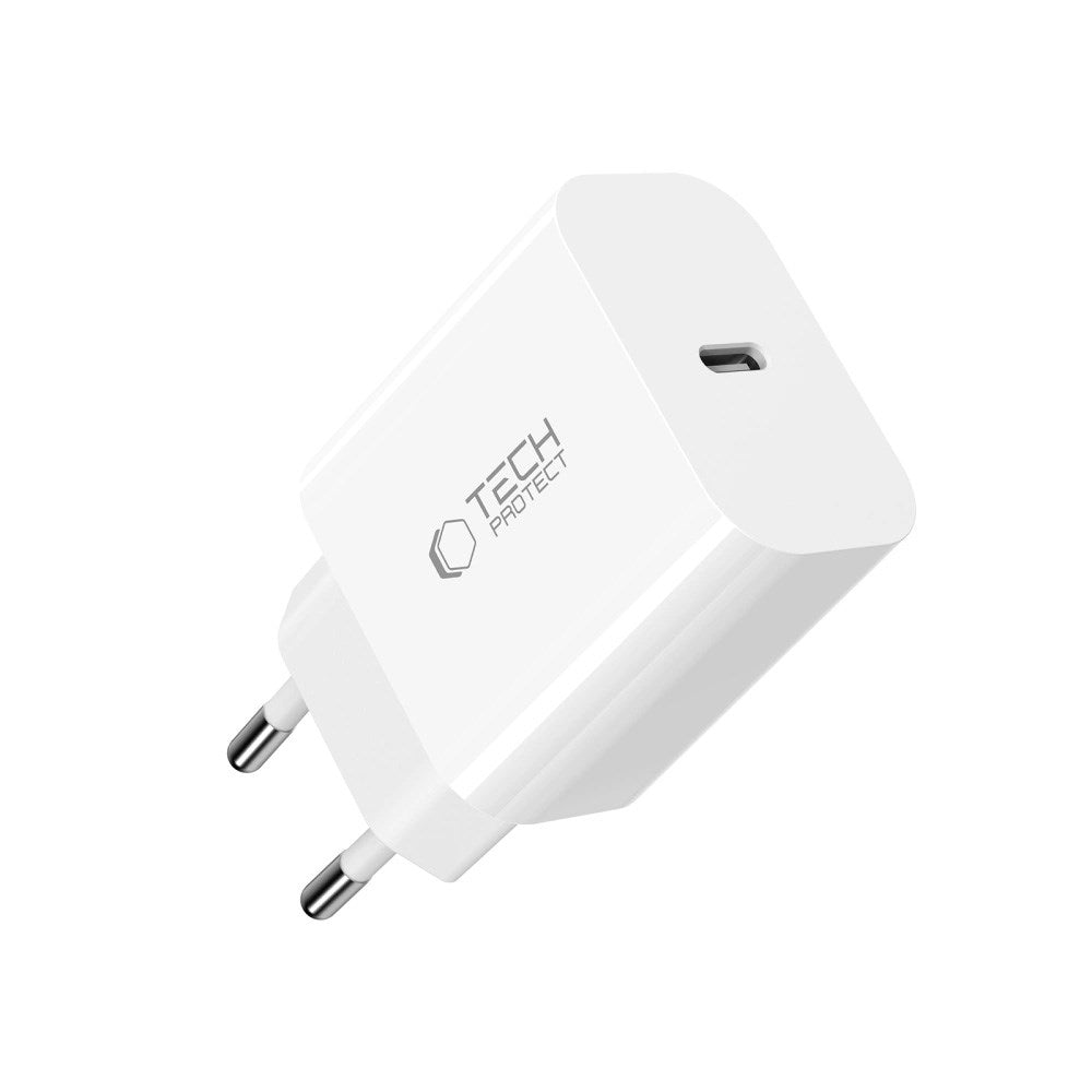 Tech-Protect 20W Vegglader m. 1 x USB-C Kabel – Hvit