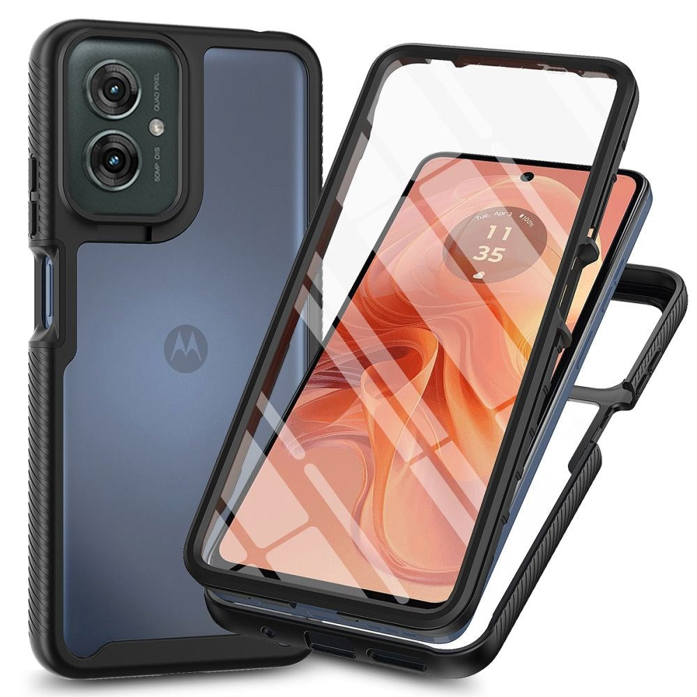 Motorola Moto G55 Tech-Protect Defense Deksel m. Hybrid Glass - Gjennomsiktig / Svart