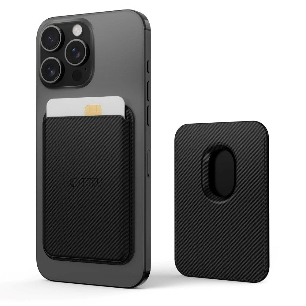 Tech-Protect MagWallet Kunstskinn Kortholder - MagSafe Kompatibel - Svart Carbon