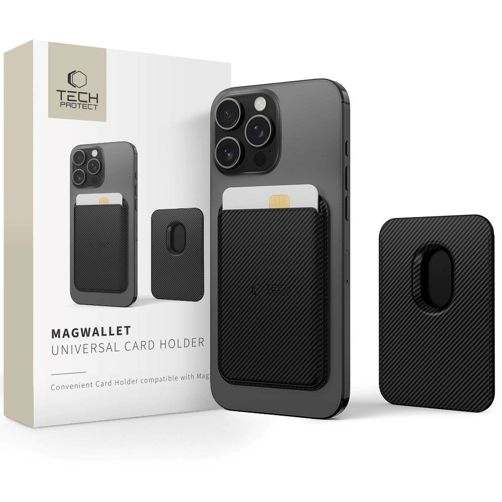 Tech-Protect MagWallet Kunstskinn Kortholder - MagSafe Kompatibel - Svart Carbon