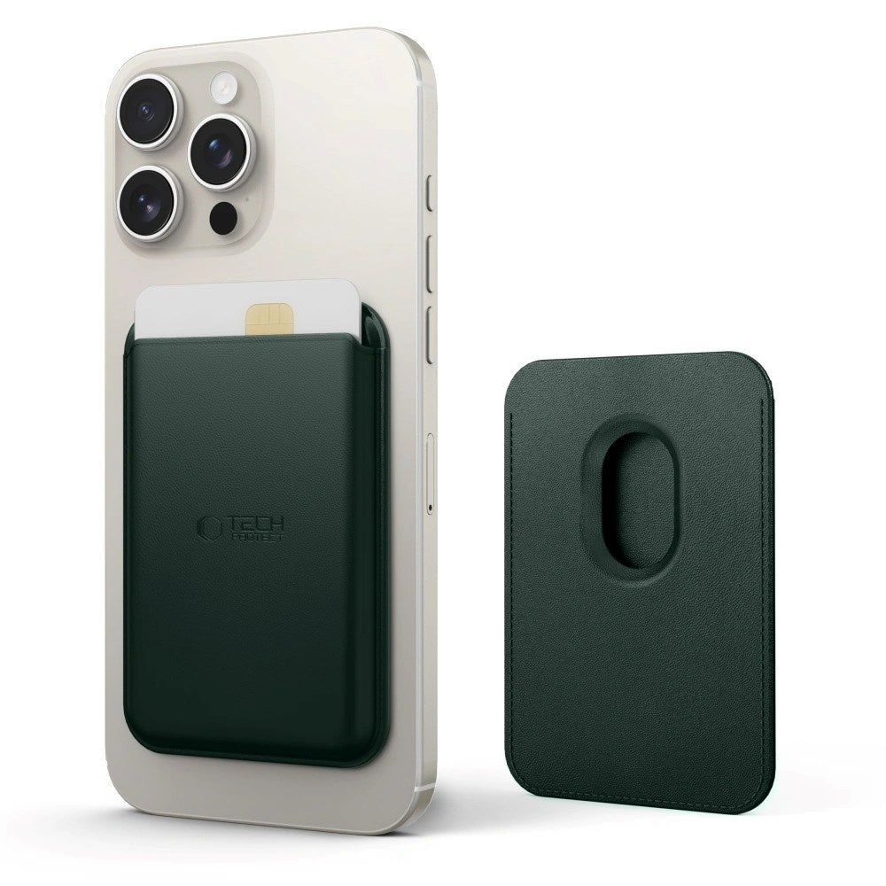 Tech-Protect MagWallet Kunstskinn Kortholder - MagSafe Kompatibel - Grønn