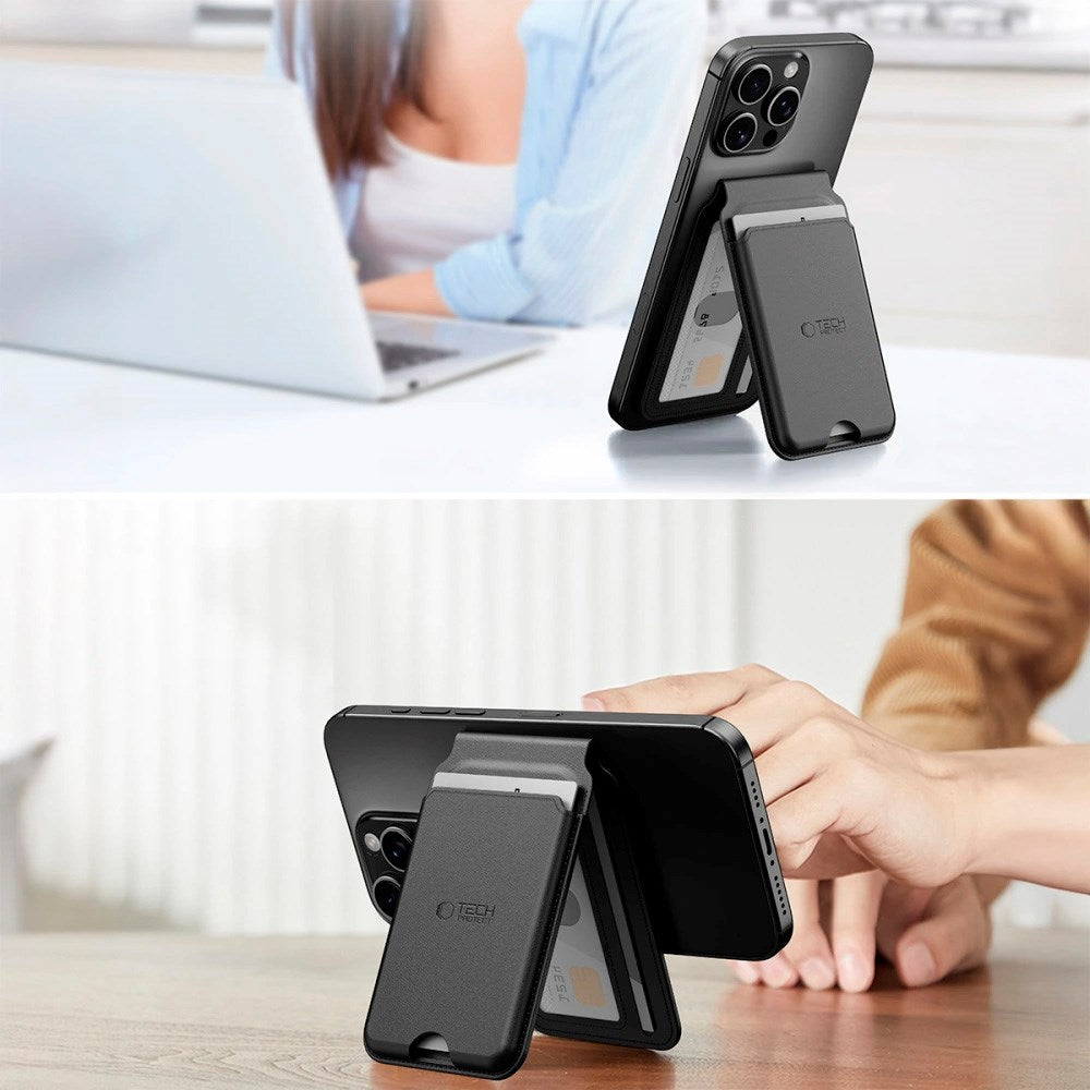 Tech-Protect MagWallet Stand Kortholder - MagSafe Kompatibel - Svart