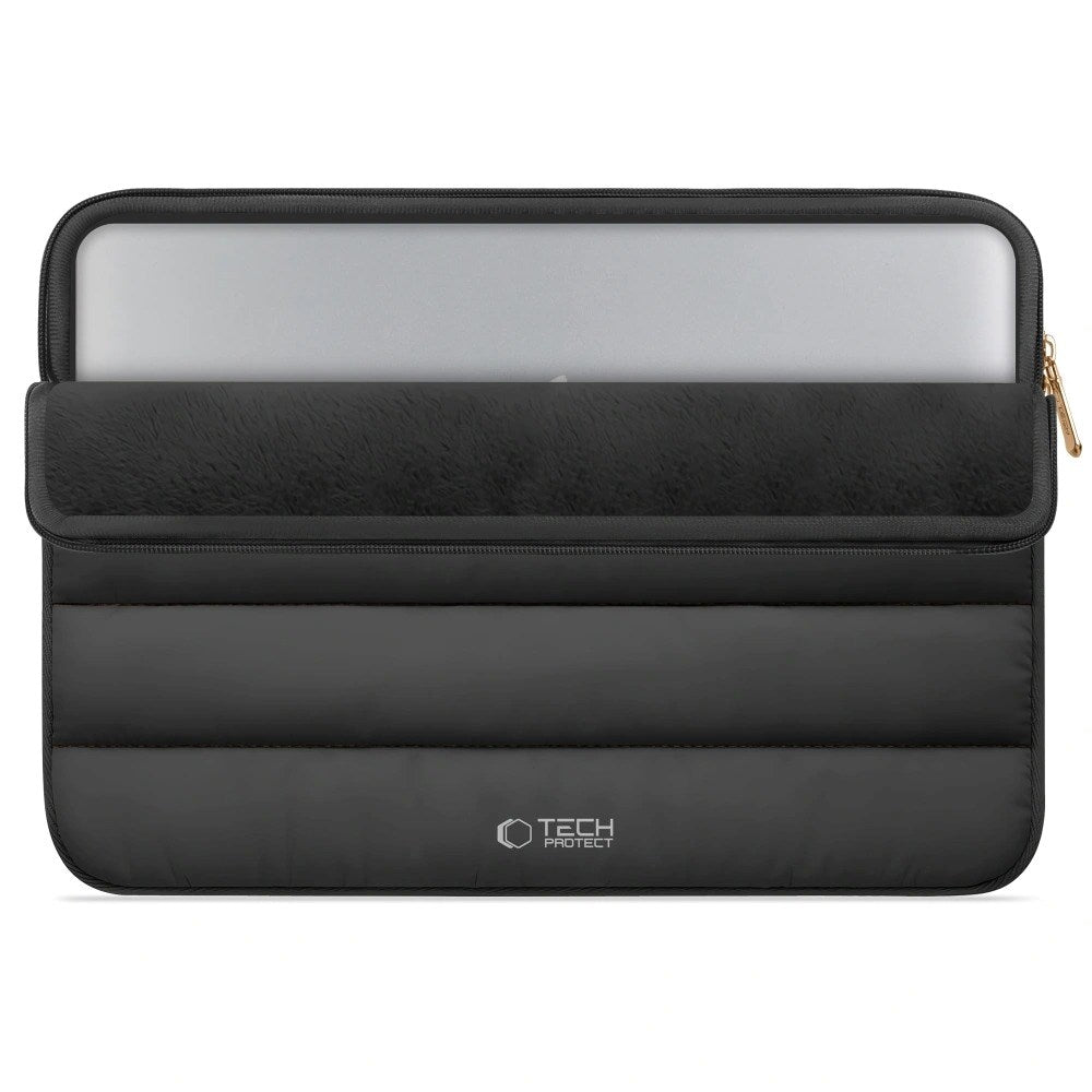 Tech-Protect Fluffy MacBook / Laptop 15-16" (27 x 38 cm) Sleeve med Ekstra Glidelåslomme - Svart