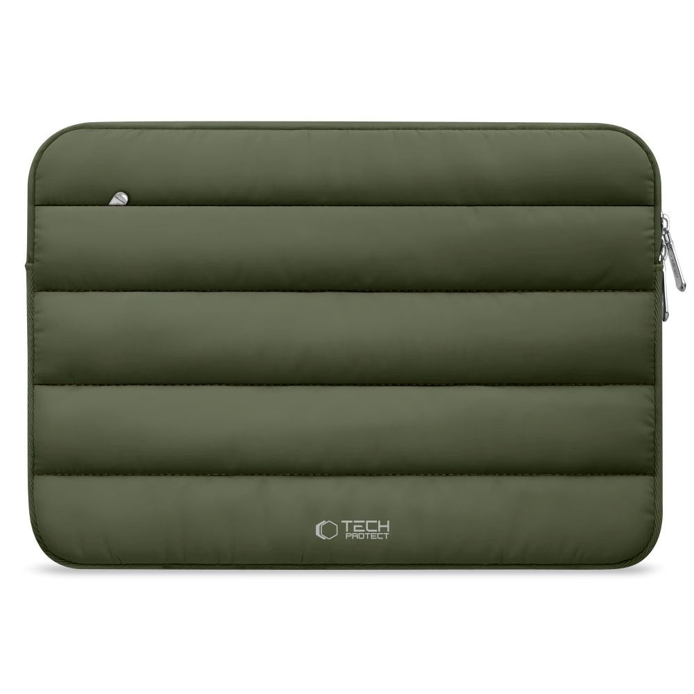 Tech-Protect Fluffy MacBook / Laptop 13-14" (25 x 35 cm) Sleeve med Ekstra Glidelåslomme - Mørkegrønn