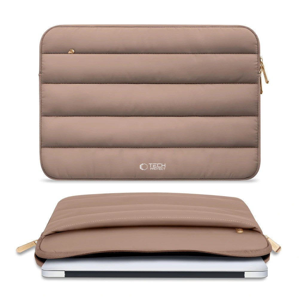 Tech-Protect Fluffy MacBook / Laptop 13-14" (25 x 35 cm) Sleeve med Ekstra Glidelåslomme - Beige