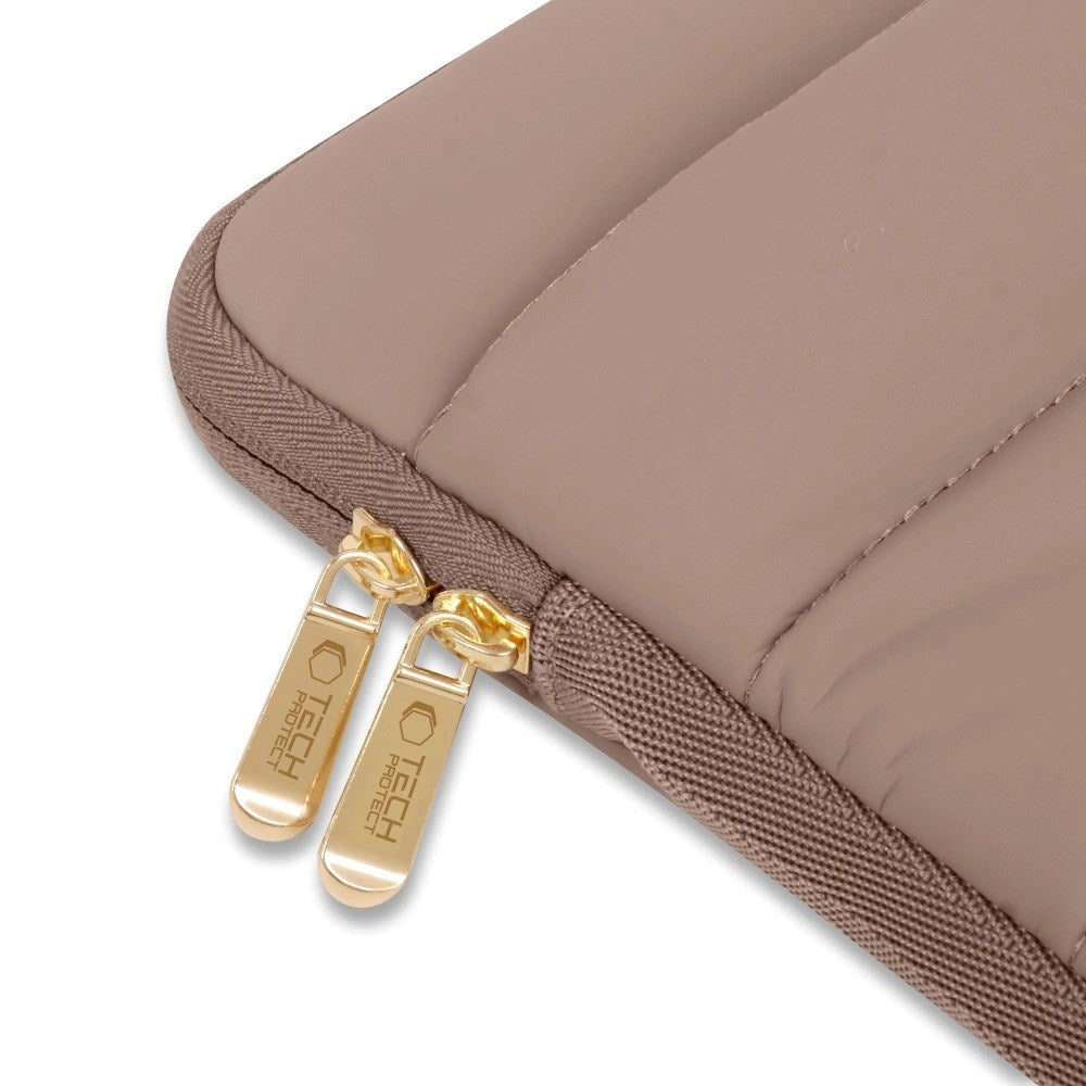 Tech-Protect Fluffy MacBook / Laptop 13-14" (25 x 35 cm) Sleeve med Ekstra Glidelåslomme - Beige