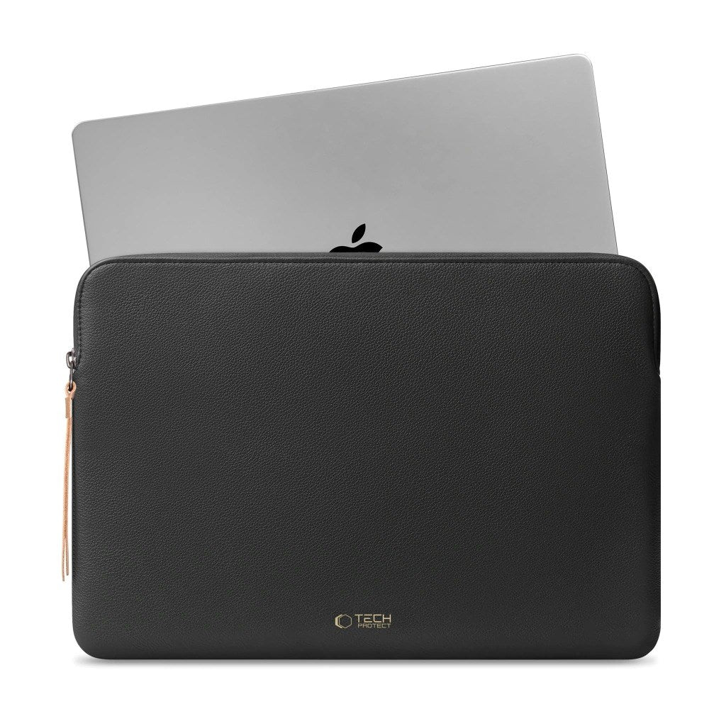 Tech-Protect MacBook / Laptop 15-16" Kunstskinn Sleeve med Fôret Innside - Black