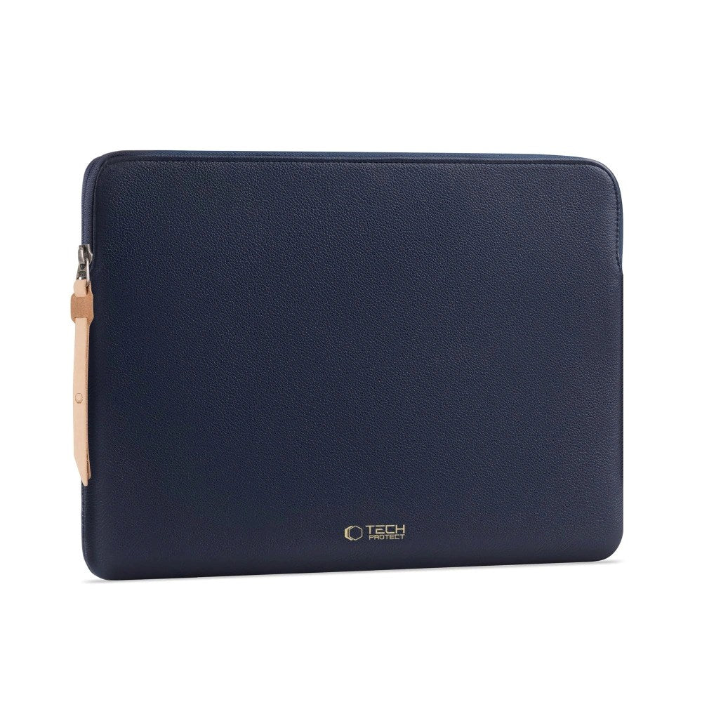 Tech-Protect MacBook / Laptop 15-16" Kunstskinn Sleeve med Fôret Innside - Navy Blue