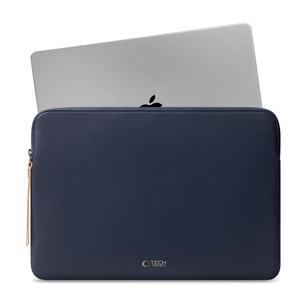 Tech-Protect MacBook / Laptop 15-16" Kunstskinn Sleeve med Fôret Innside - Navy Blue