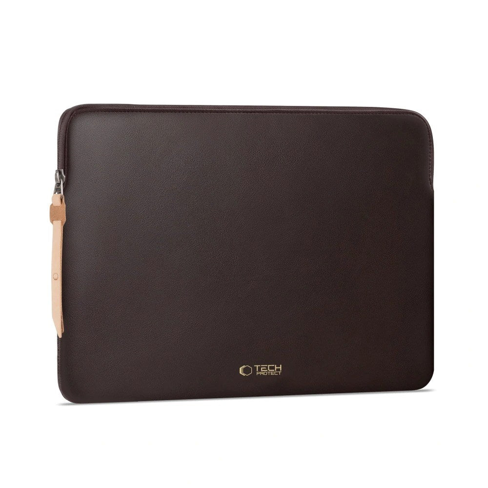 Tech-Protect MacBook / Laptop 15-16" Kunstskinn Sleeve med Fôret Innside - Chocolate