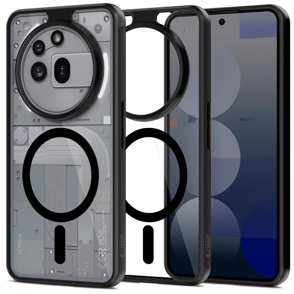 Nothing Phone (3a) Pro Tech-Protect Magmat Deksel - MagSafe Kompatibel - Gjennomsiktig / Svart