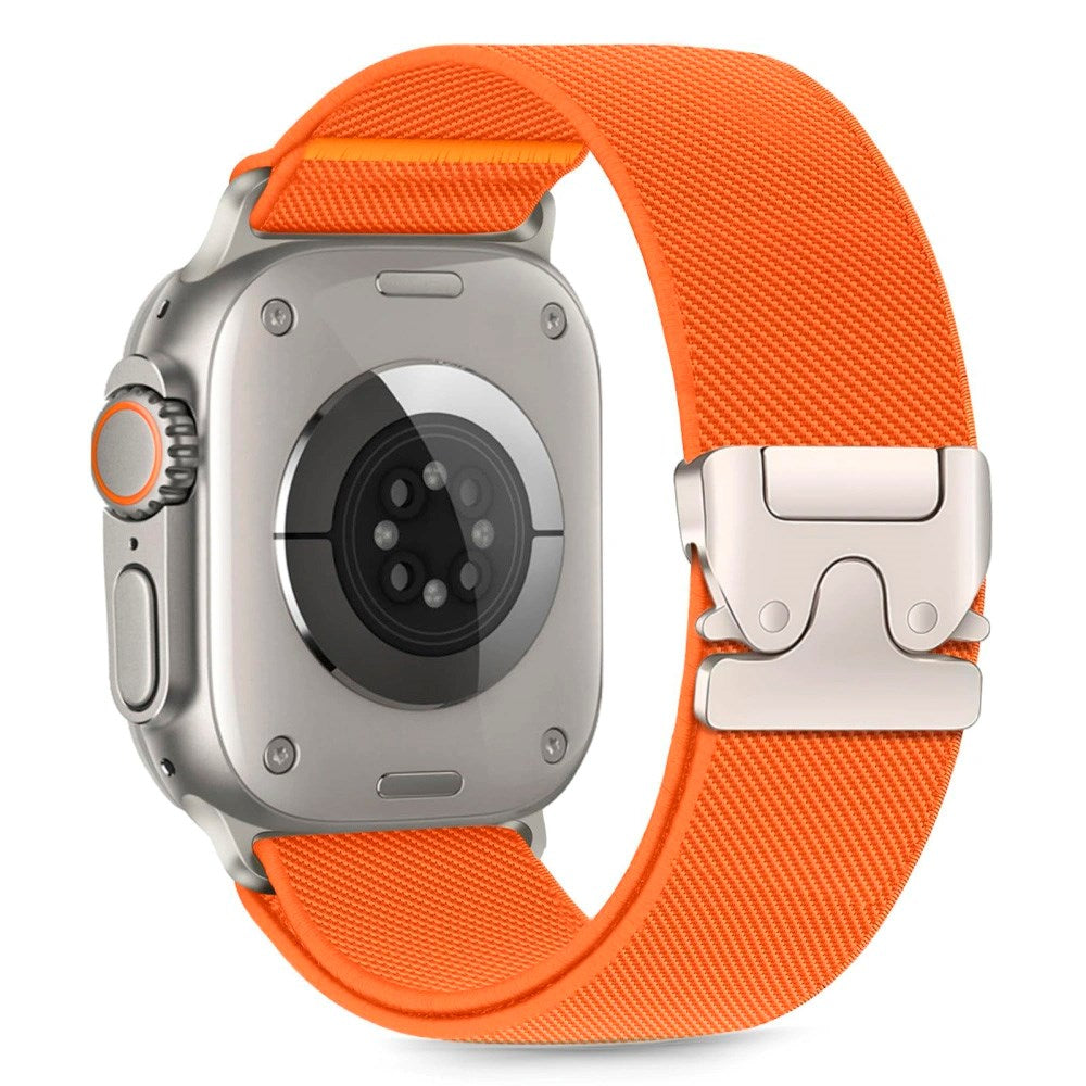 Apple Watch (42 / 44 / SE / 45 / 46 / 49mm) Tech-Protect Nylon Rem m. Metallås - Oransje