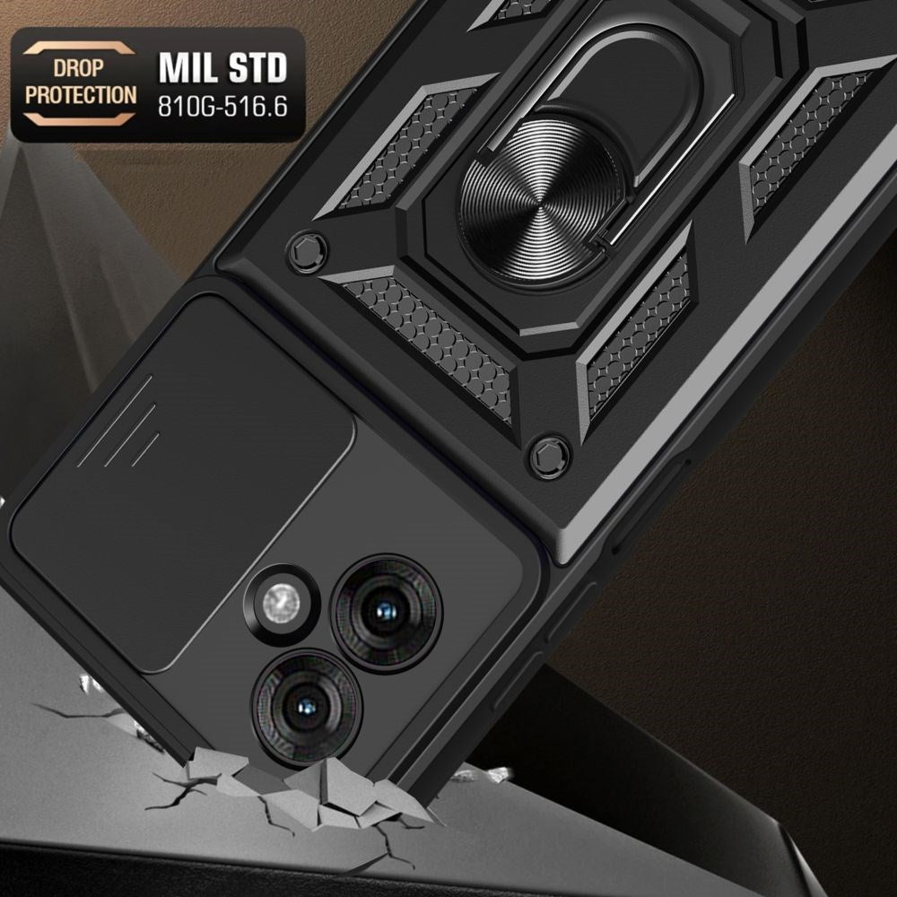 Motorola Moto G55 5G Tech-Protect Camshield Deksel med Magnetisk Ring og Stativfunksjon - Svart