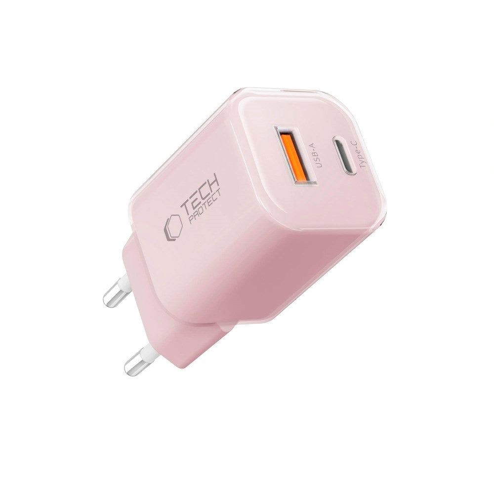 Tech-Protect 33W Vegglader m. 1x USB-A & 1x USB-C - Rosa