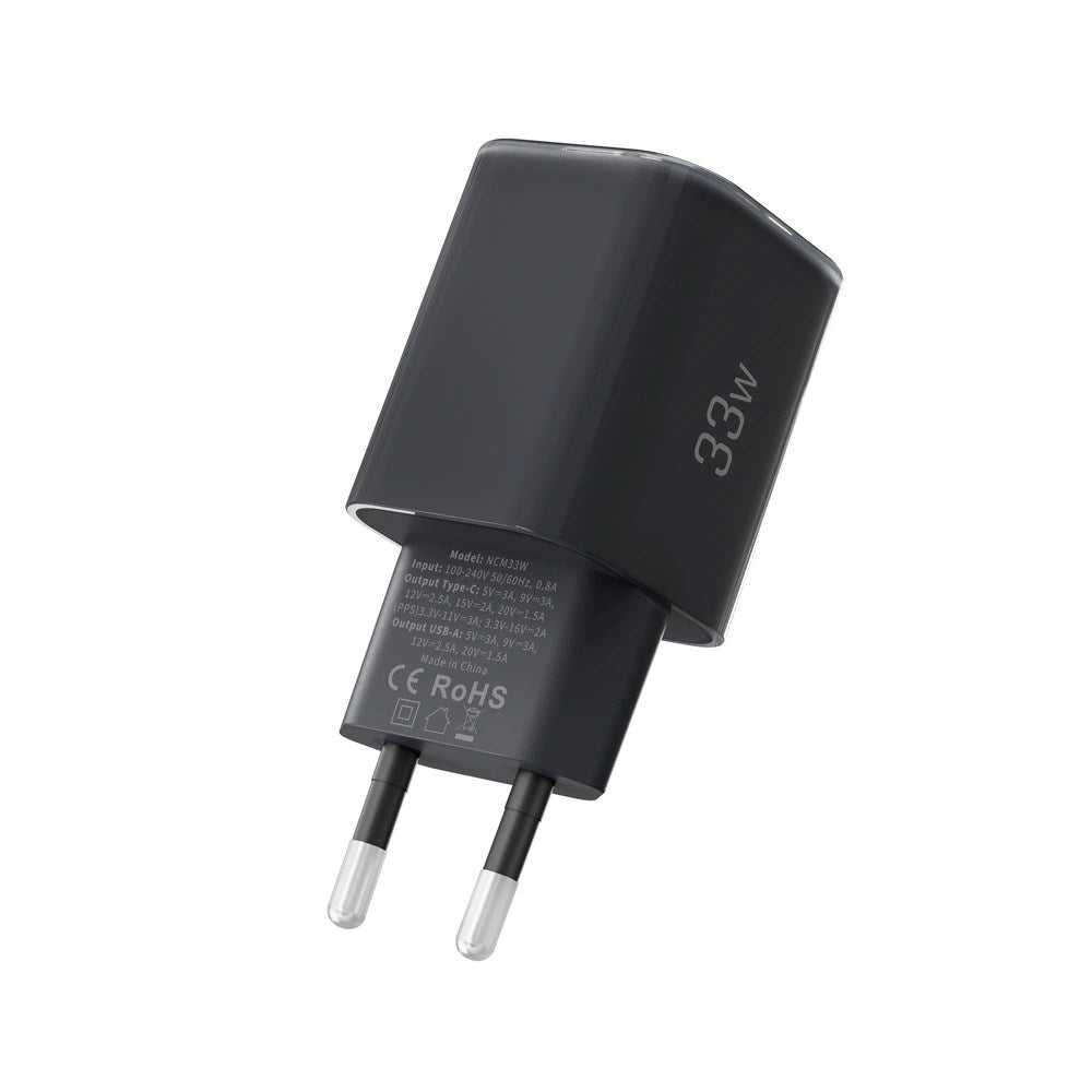 Tech-Protect 33W Vegglader m. 1x USB-A & 1x USB-C - Svart