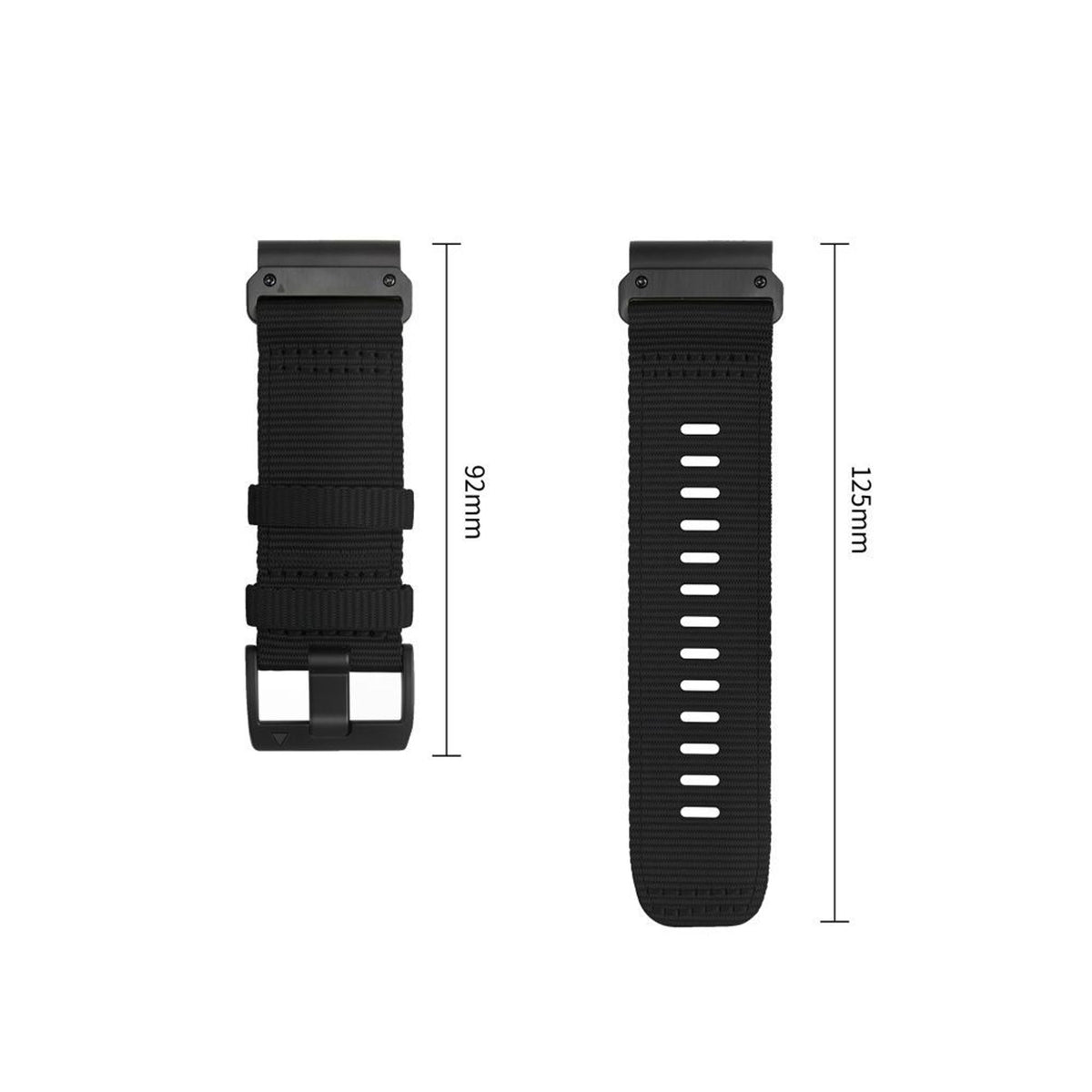 Universal Garmin 26mm QuickFit Tech-Protect Classic Nylon Reim - Svart