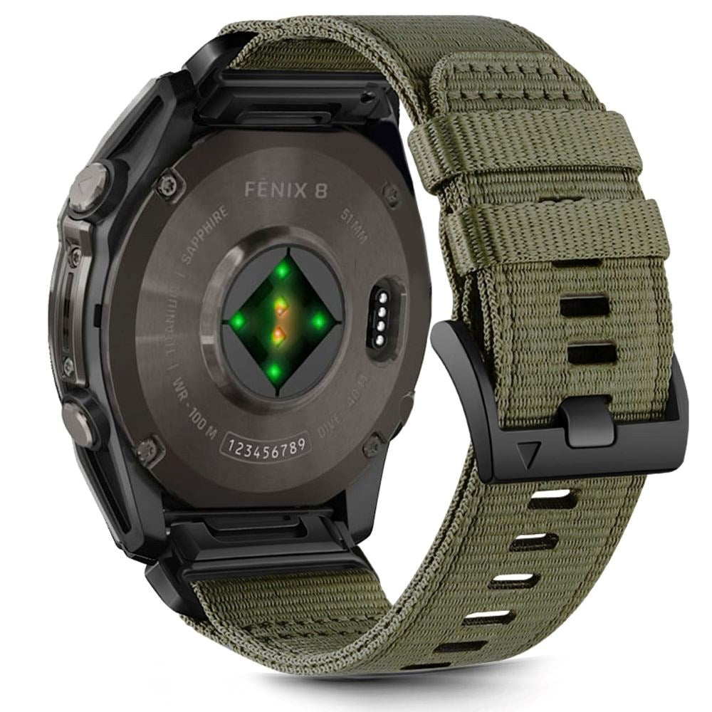 Universal Garmin 26mm QuickFit Classic Nylon Remm - Mørkgrønn