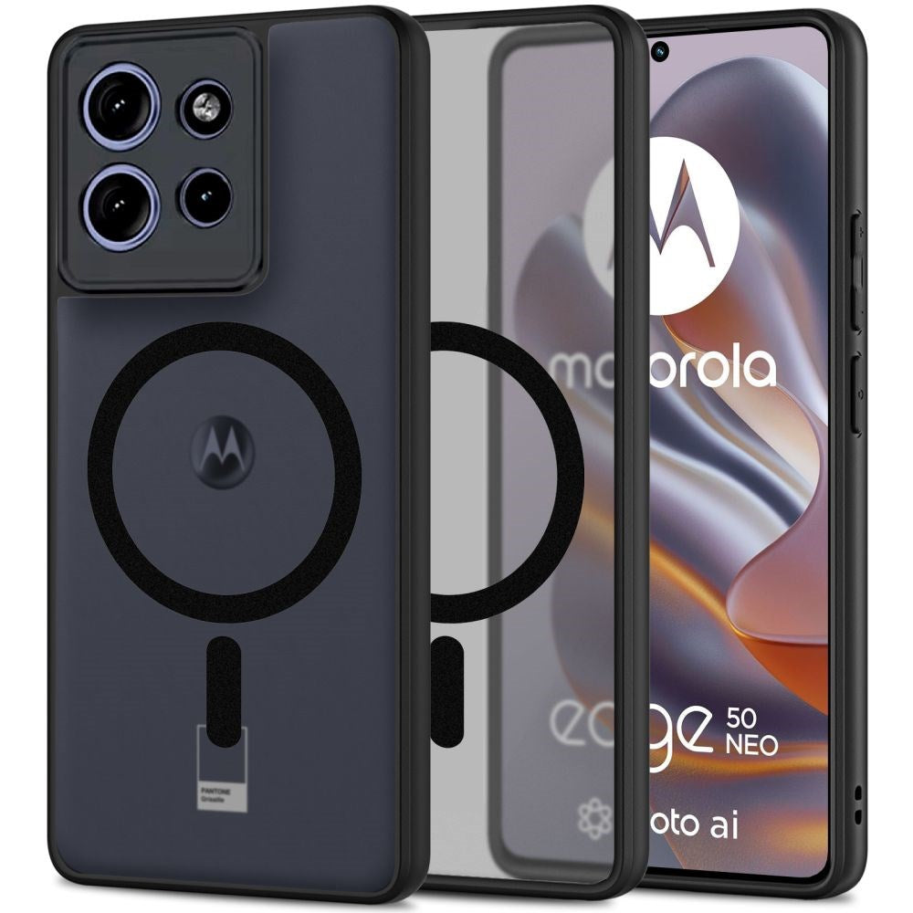 Tech-Protect MagMat MagSafe Motorola Edge 50 Neo Deksel - Gjennomsiktig / Matt Svart
