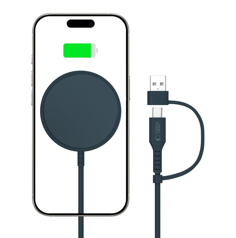 Tech-Protect Qi15W-A44 Magnetisk Magsafe Trådløs Lader - Blå
