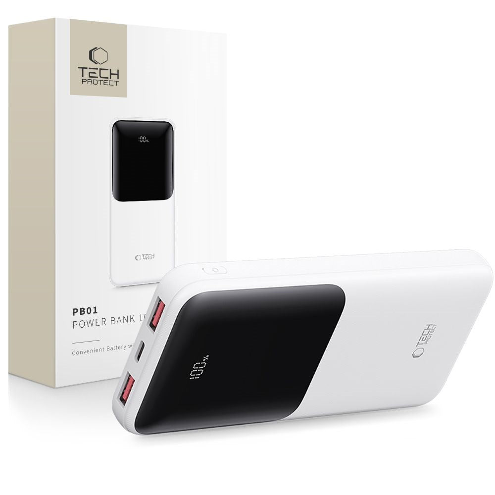 Tech-Protect Powerbank 10000mAh – Rask lading med 22.5W - Hvit