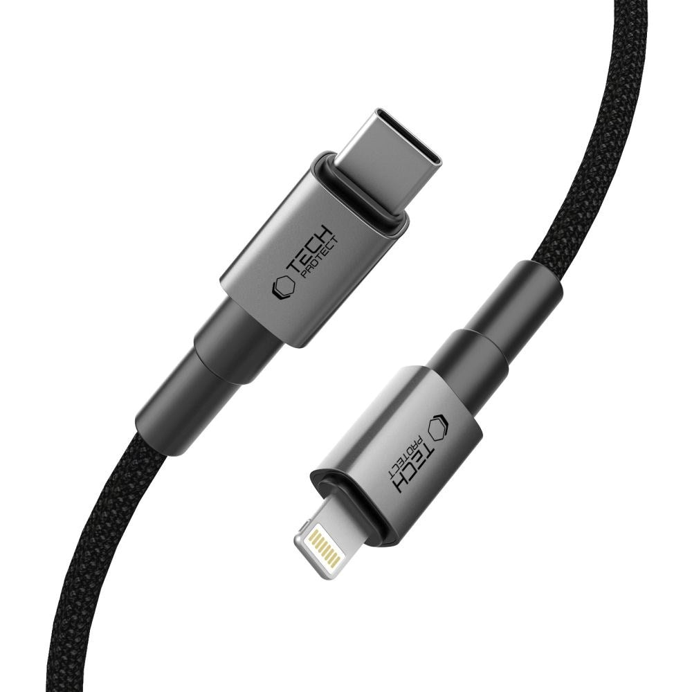 Tech-Protect Ultraboost DNA PD 27W/3A Lightning til USB-C-Kabel 1m - Svart / Mørkegrå