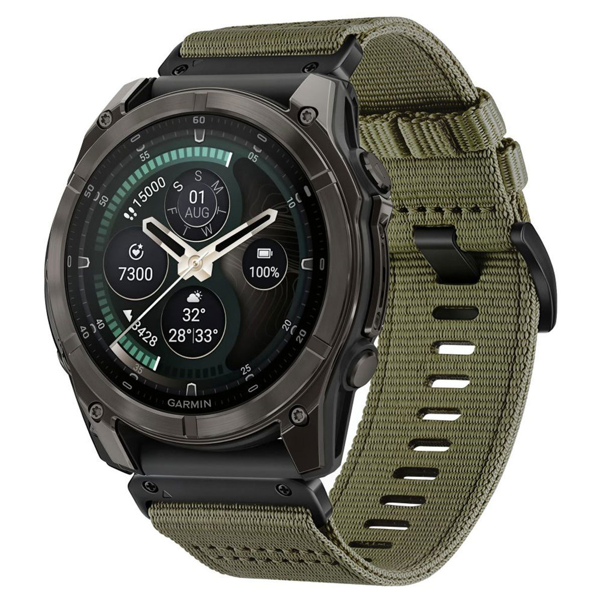 Universal Garmin 26mm QuickFit Tech-Protect Classic Nylon Reim - Grønn