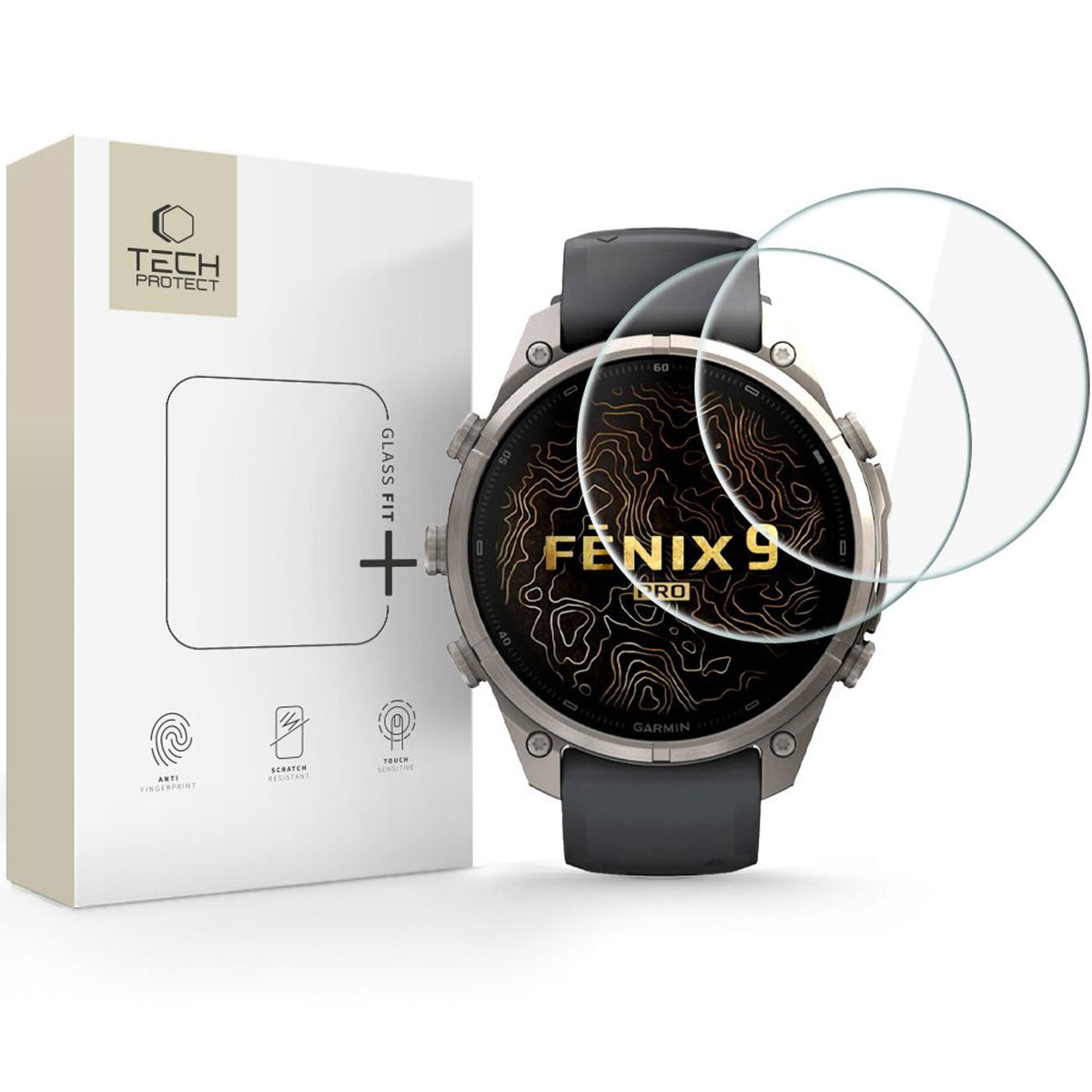 Garmin Fenix 9 Pro (47mm) Tech-Protect Glass Fit+ Beskyttelsesglass - 2 stk - Gjennomsiktig