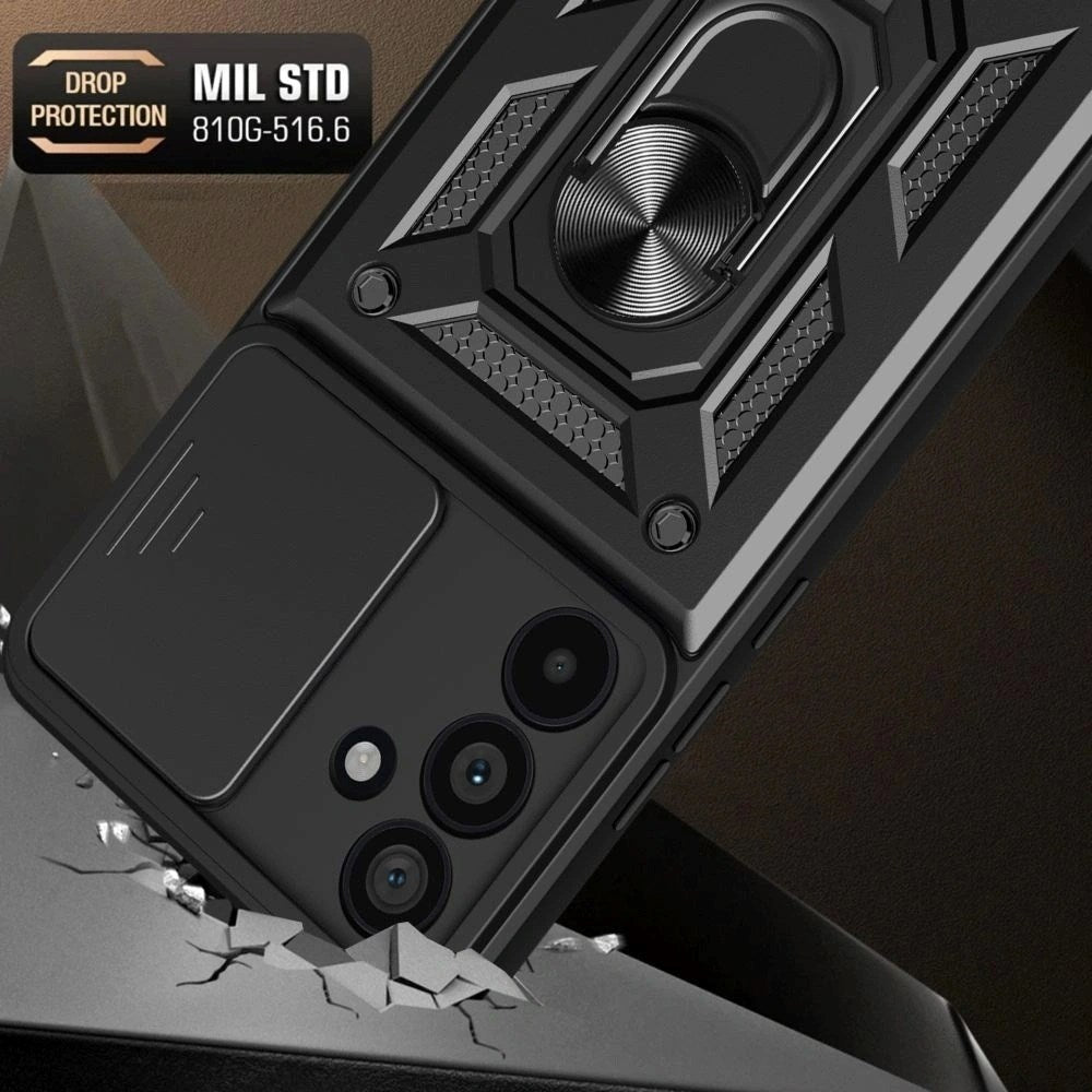 Samsung Galaxy A37 Tech-Protect Camshield Deksel med Magnetisk Ring & Stativfunksjon - Svart