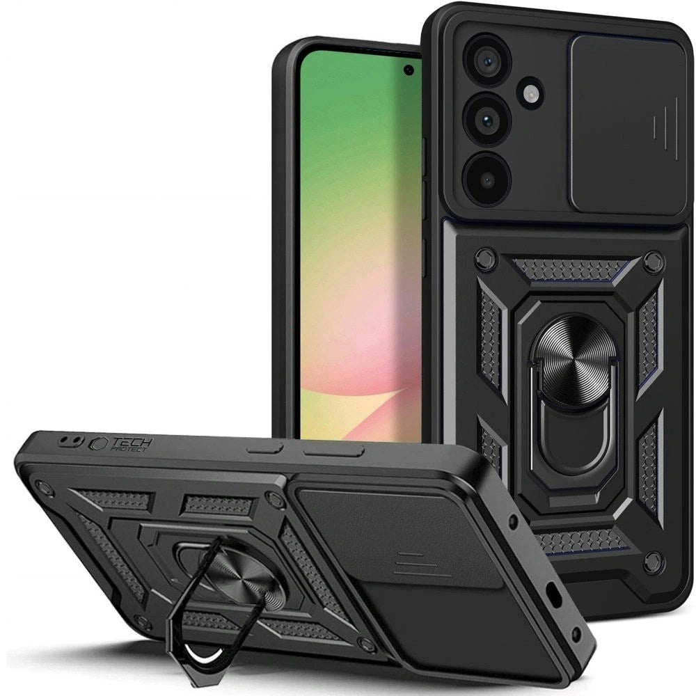 Samsung Galaxy A37 Tech-Protect Camshield Deksel med Magnetisk Ring & Stativfunksjon - Svart