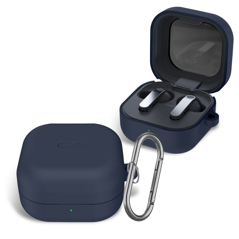 Samsung Galaxy Buds 4 / 4 Pro Tech-Protect Silikon Deksel m. Karabinkrok - Blå