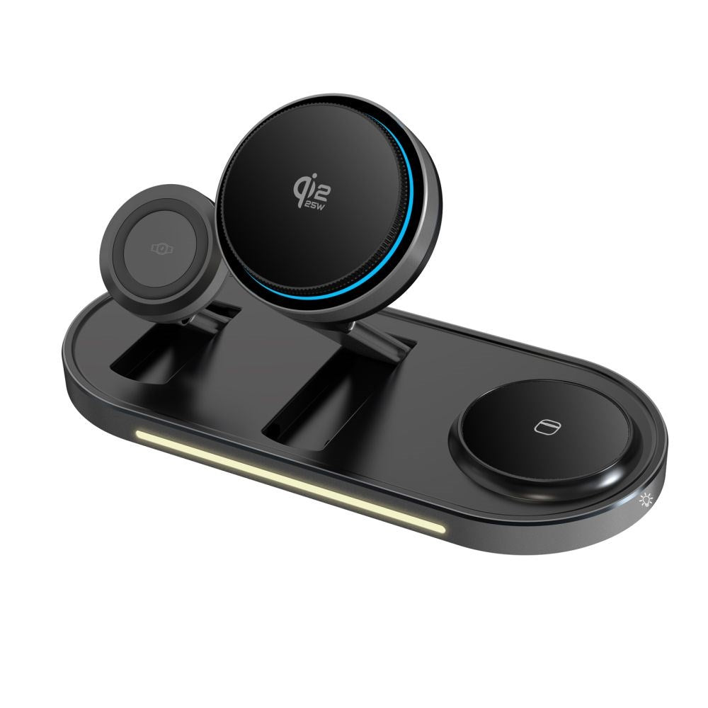 Tech-Protect A51 ARCTICBOOST 3-i-1 Trådløs Lader 25W - MagSafe / Qi2 Kompatibel - Svart