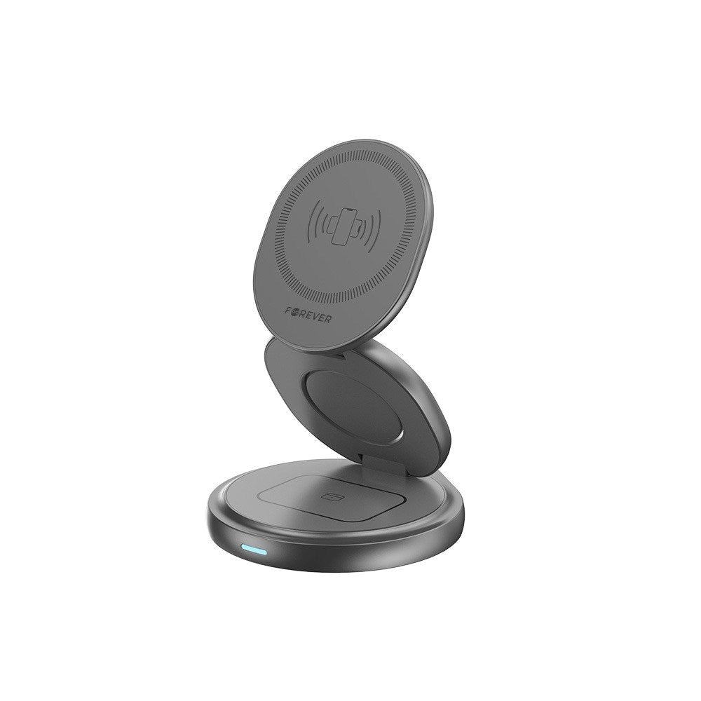 Forever 15W MAWC-200 3-i-1 Trådløs Lader med USB-C - MagSafe Kompatibel - Grå