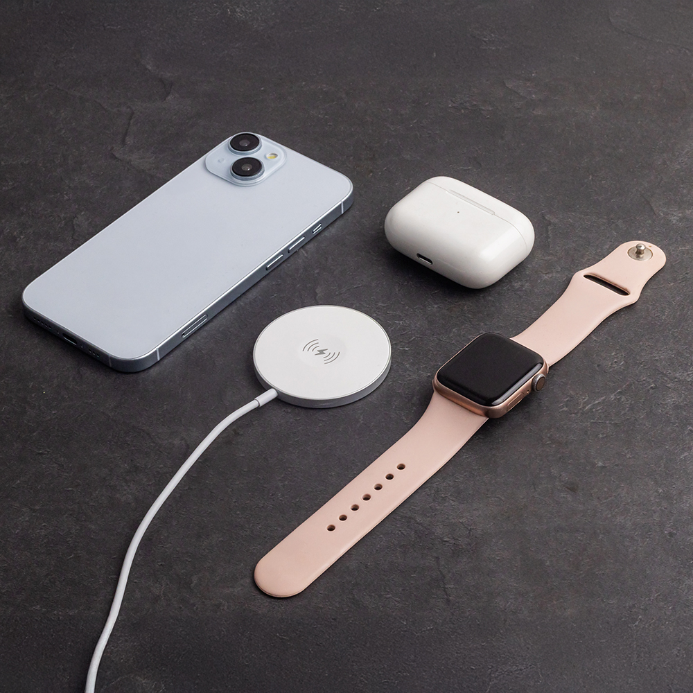 Forever MAWC-400 3-i-1 Magnetisk Trådløs Lader - 15W - USB-C - MagSafe Kompatibel - Hvit