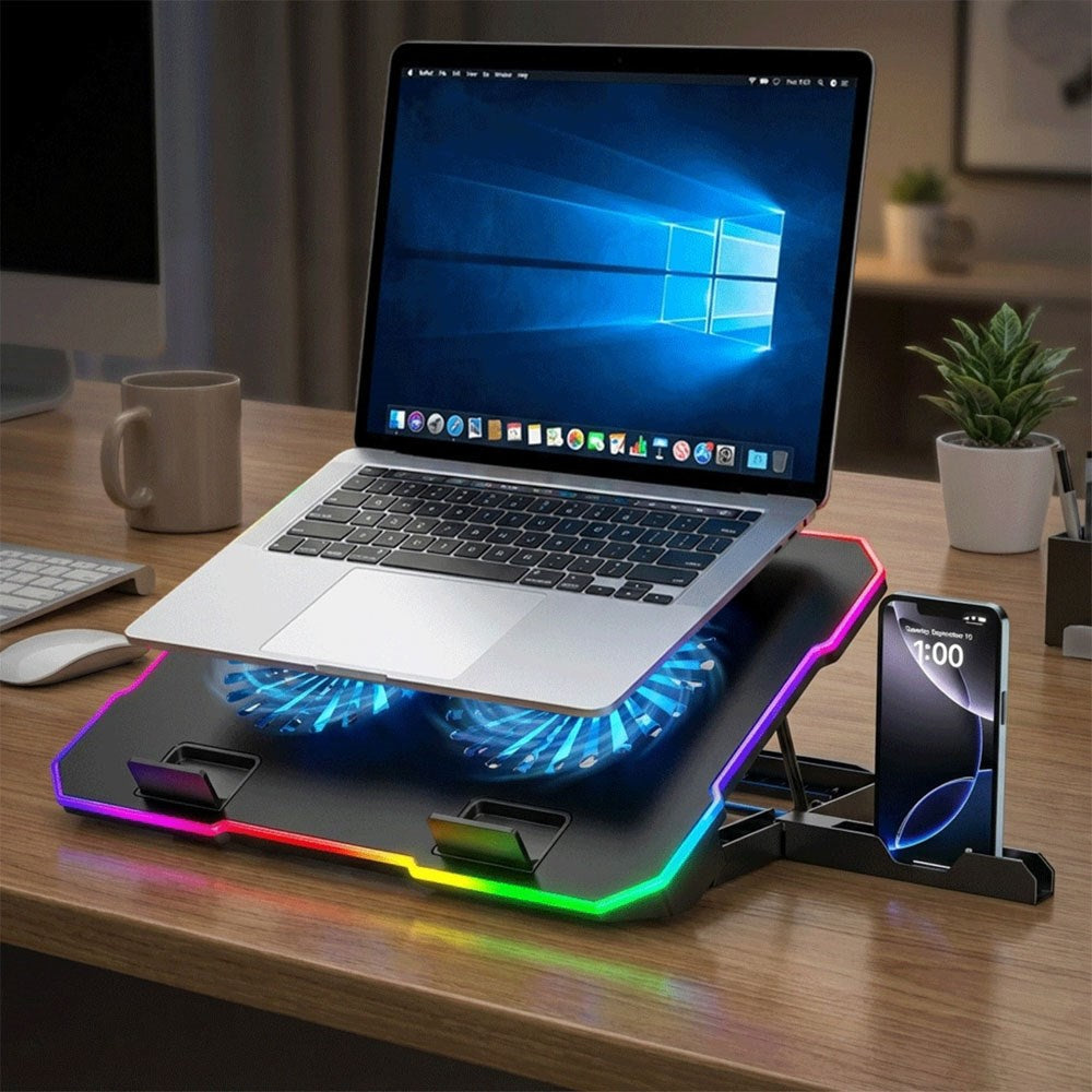 Wozinsky NitroCool Datastativ med RGB-Belysning & Kjøling – Svart