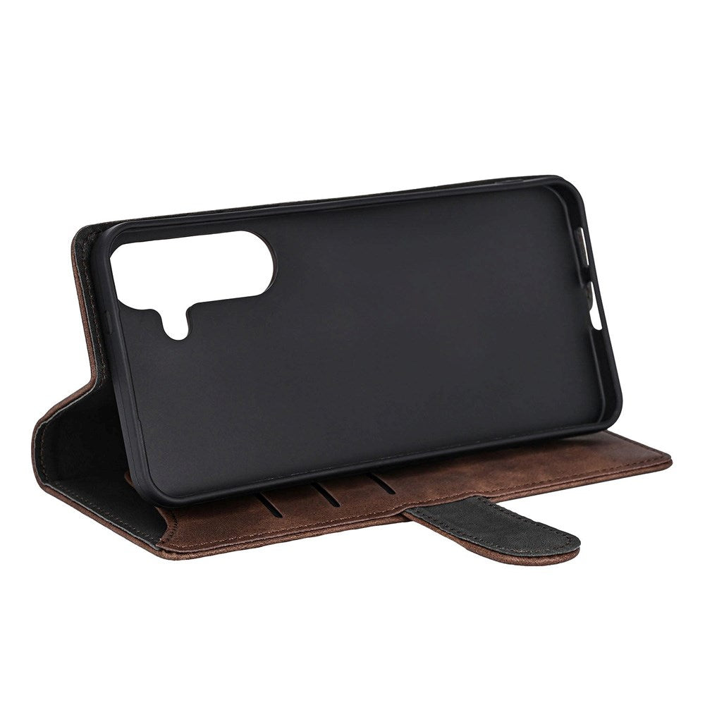 Samsung Galaxy S25+ (Plus) GEAR Classic Flip-deksel Kunst Skinn med Kortholder - Brun