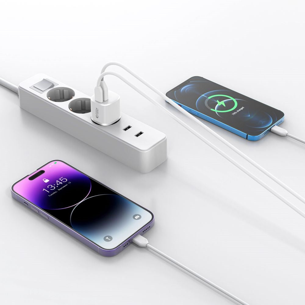 Tech-Protect 20W Vegglader med 1 x USB-A QC og 1 x USB-C PD - Svart