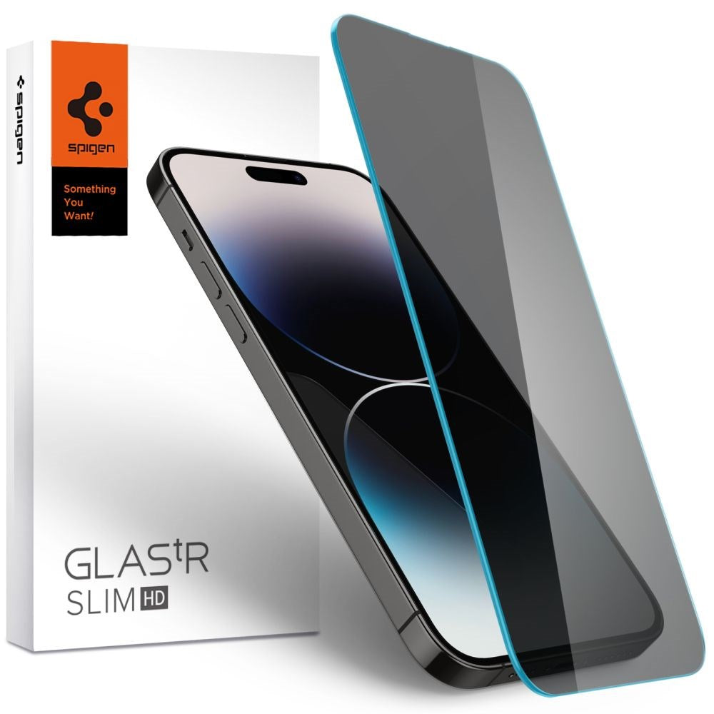 iPhone 14 Pro Max Spigen Glas.tr Skjermbeskyttelse - Herdet glass - Gjennomsiktig med Privacy Filter