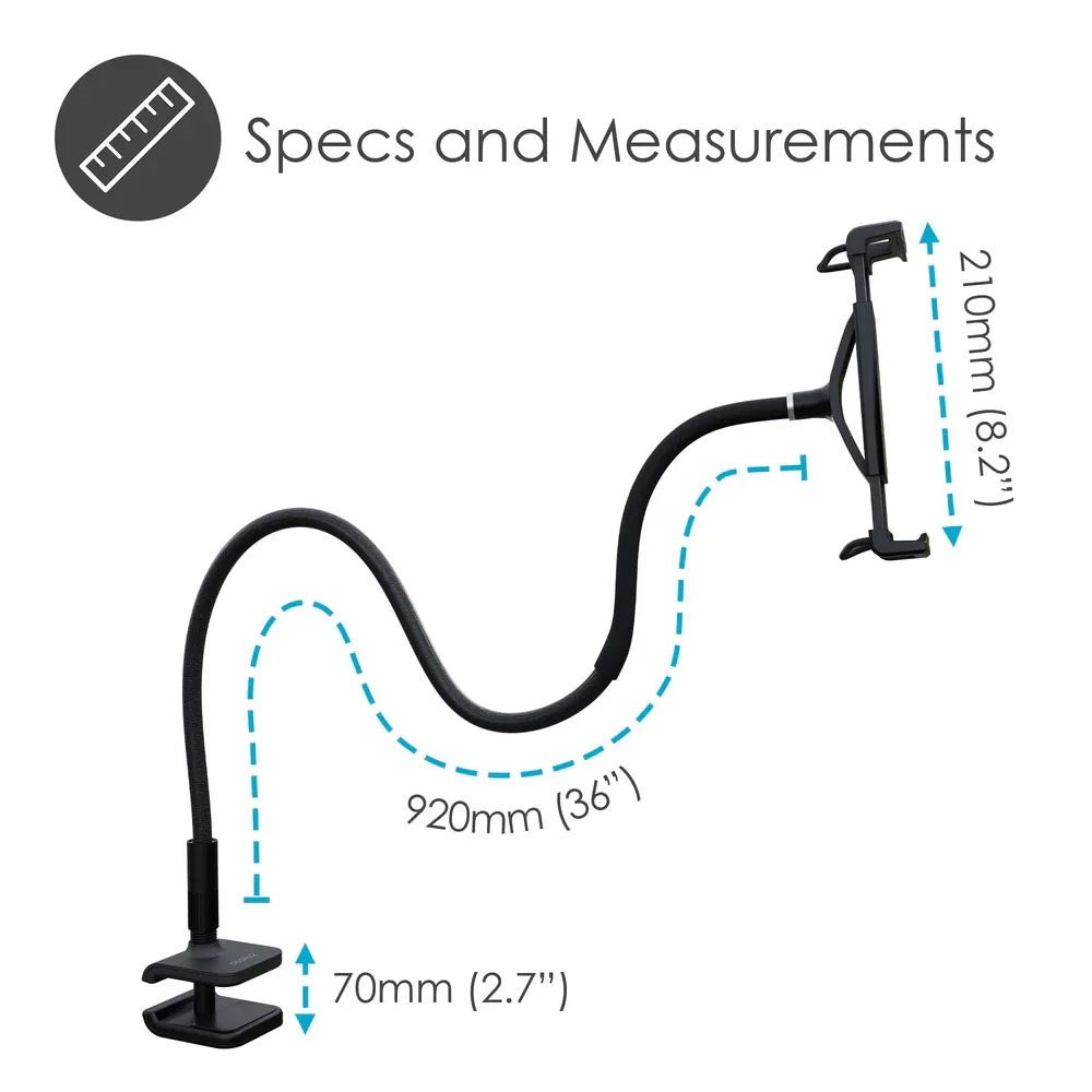 Desire2 Gooseneck Nettbrettholder for Bord - Formbar - Svart
