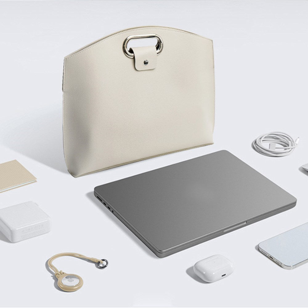 Kunstskinn MacBook / Laptop 13-14" Veske - 32 x 37.5 cm - Beige