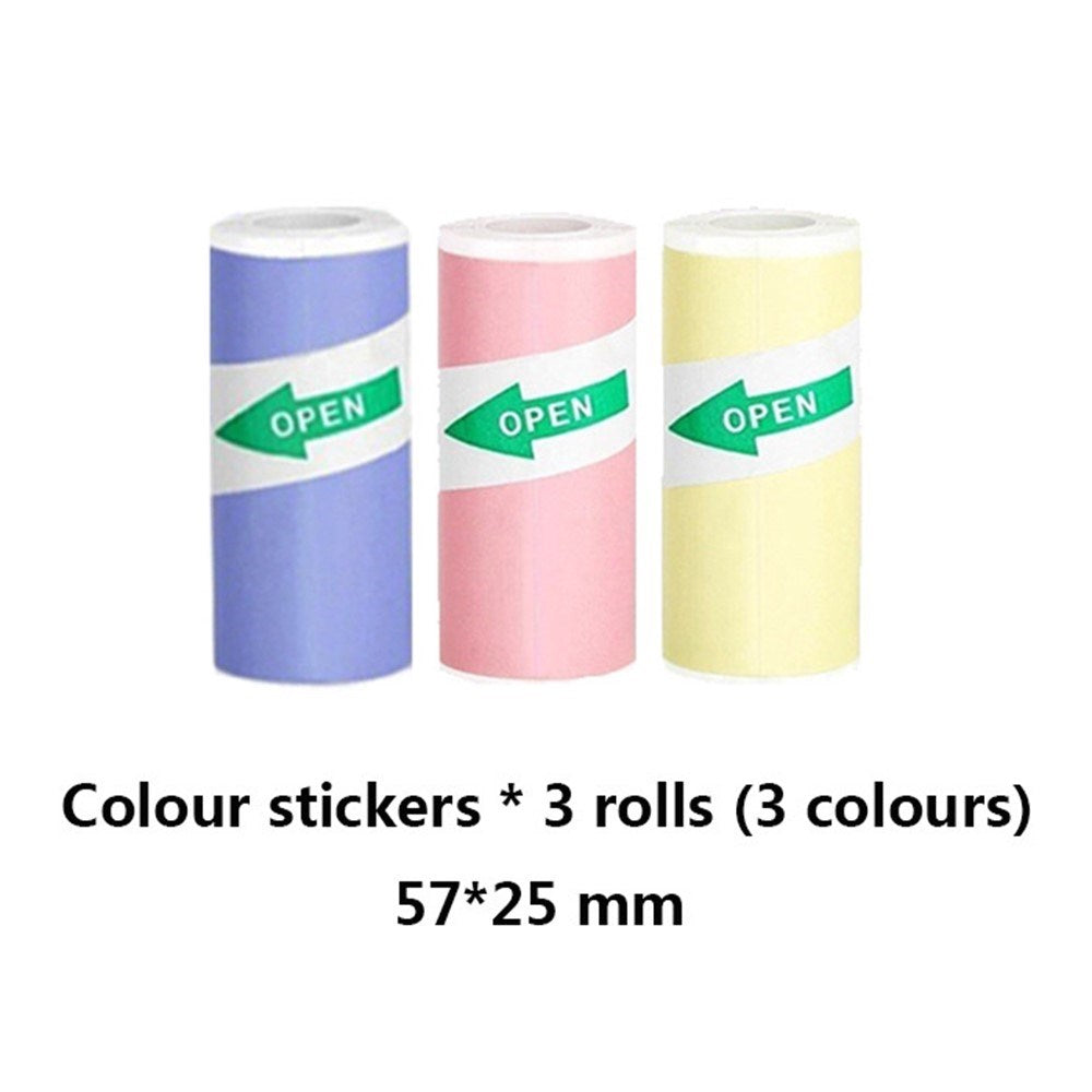 Termisk Fotopapir - Selvklebende - 57 x 25 mm - 3 stk - Lilla / Rosa / Gul