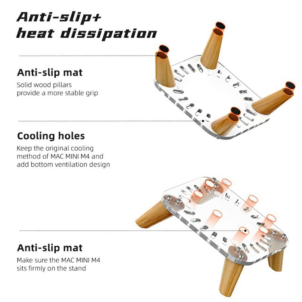 Mac Mini M4 / M4 Pro Stativ - Gjennomsiktig / Tre