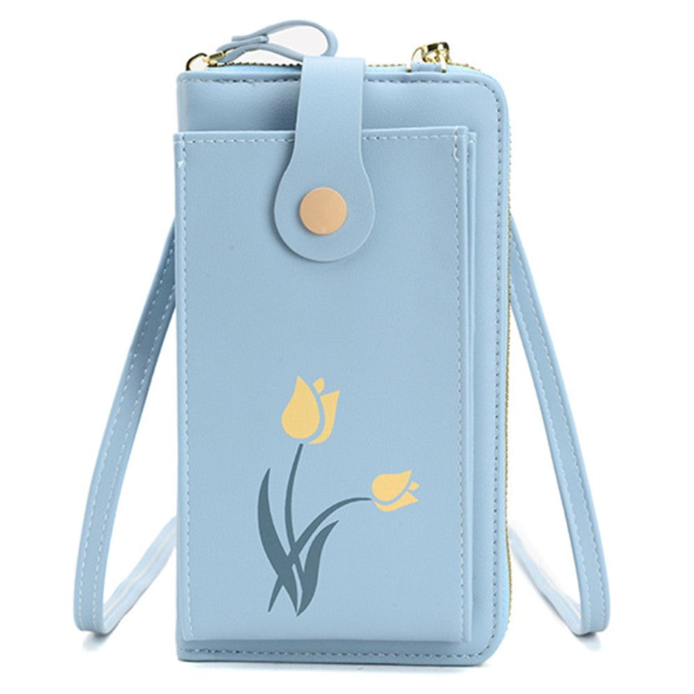 Universal Skinn Clutch m. Skulderrem (160 x 80 mm) - Blå