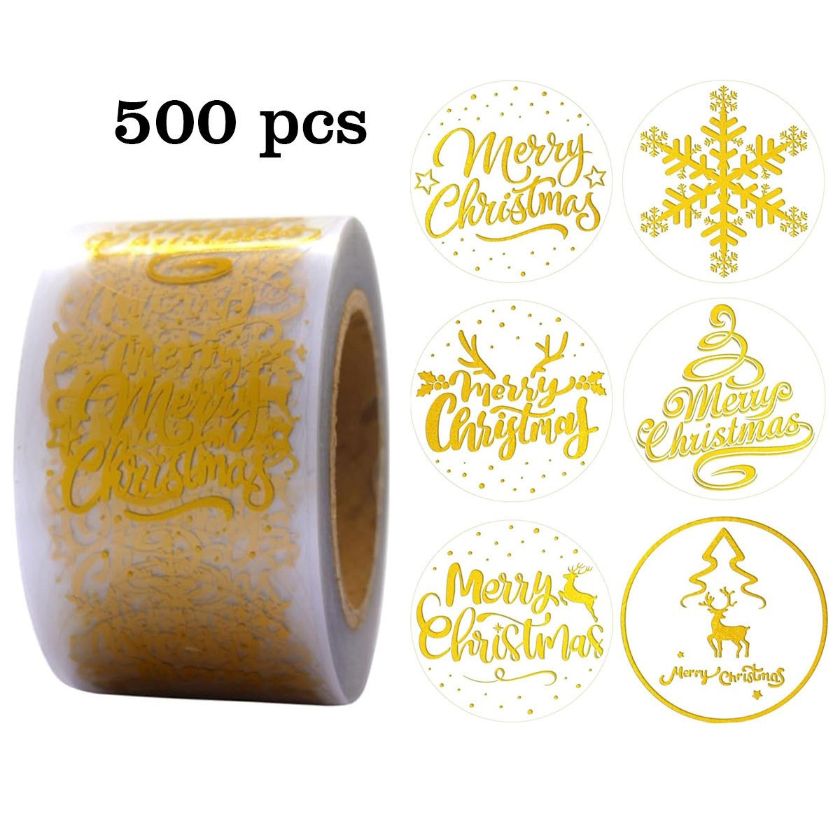 Rull med 500 Klistremerker m. Jule Design – Gull